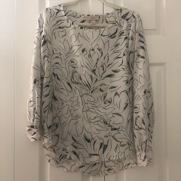 X-Small Floral/Leaf Patterned LOFT Shirt - Picture 1 of 5